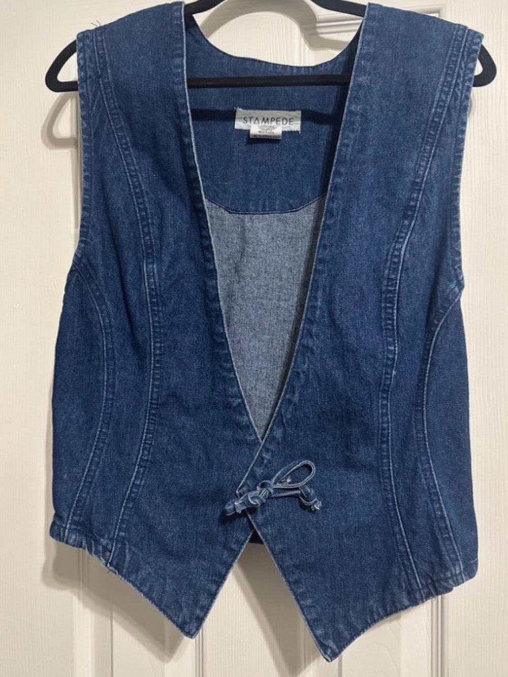 Stampede Women's Dark Blue Denim Vest with Tie Front